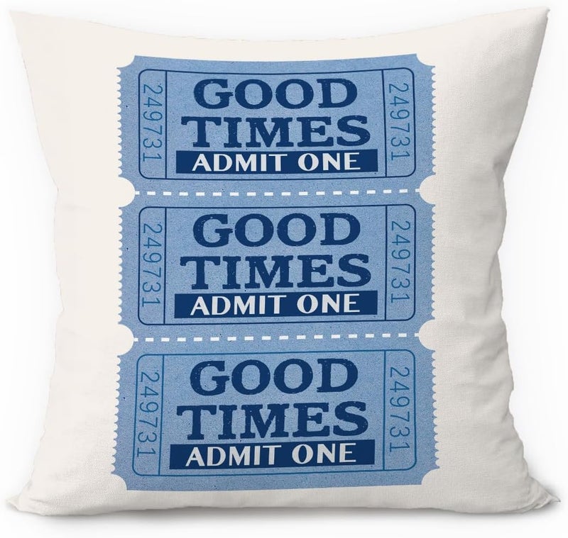 ETVISO Preppy Aesthetic Trendy Coastal Blue Throw Pillow Covers 18x18, Throw Pillows for Couch, Good Times Decorative Pillow Cases Sofa Cover for Bedroom Living Room Dorm - Image 1
